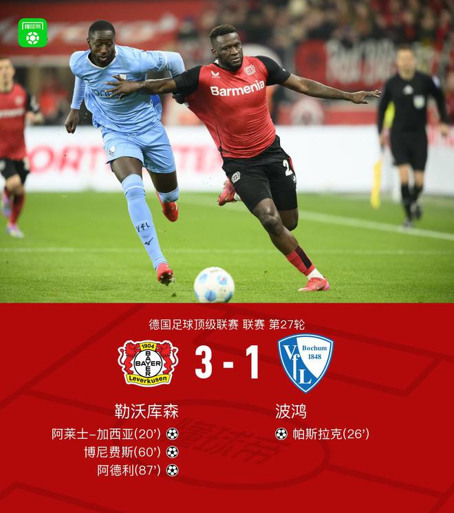 勒沃勝波鴻3比1，阿德利、博尼進(jìn)球